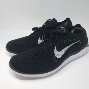 Nike Free RN Flyknit 2018 Black White Running Shoes Sz 15